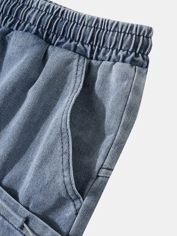 Short En Jean À Double Poche Avec Cordon De Serrage Pour Homme