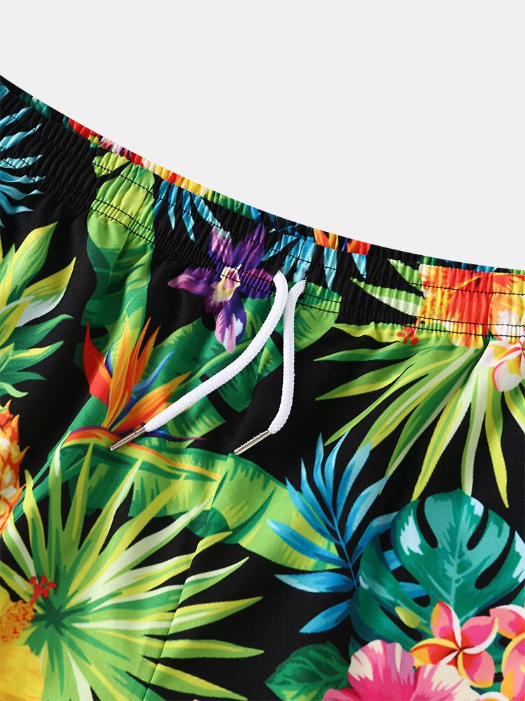 Short Mi-long À Cordon De Serrage Pour Homme Avec Imprimé Ananas Tropical