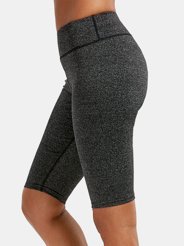 Short De Motard Taille Haute Pour Femme De Couleur Unie À Séchage Rapide Pour Le Yoga En Cours D'exécution