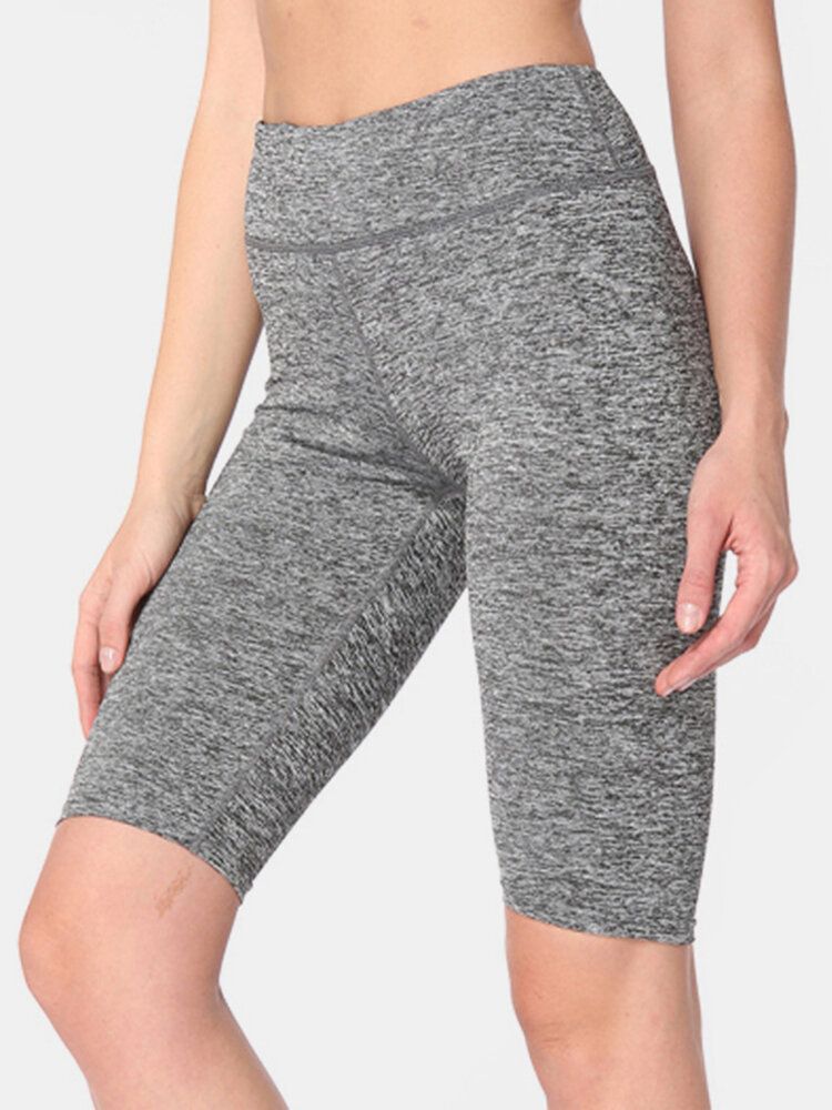 Short De Motard Taille Haute Pour Femme De Couleur Unie À Séchage Rapide Pour Le Yoga En Cours D'exécution