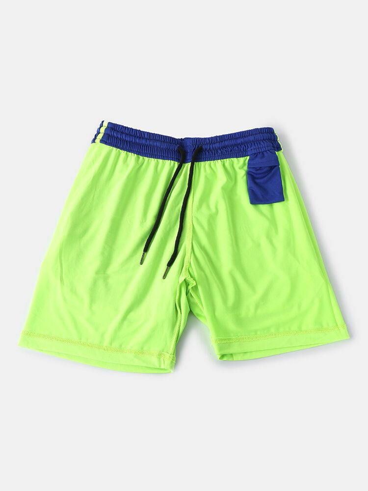 Short De Plage À Double Épaisseur Pour Entraînement Sportif En Patchwork Bicolore Pour Homme