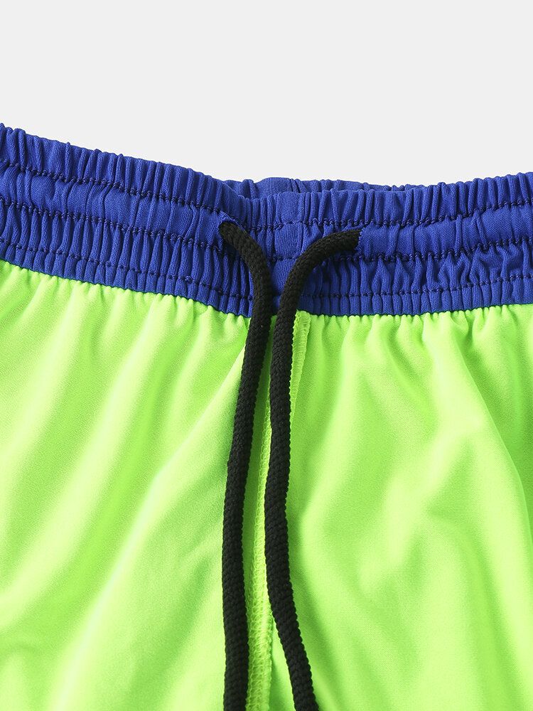 Short De Plage À Double Épaisseur Pour Entraînement Sportif En Patchwork Bicolore Pour Homme