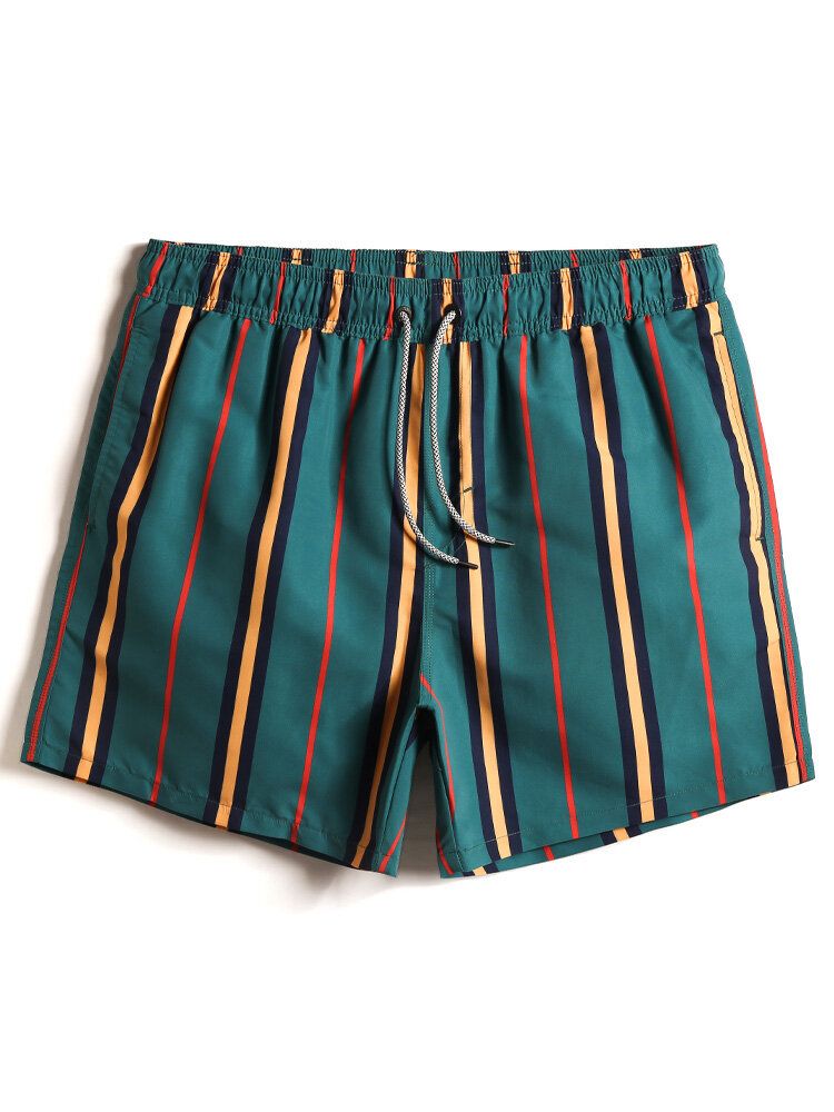 Short De Plage Rayé Coloré À Séchage Rapide Avec Poche Pour Homme