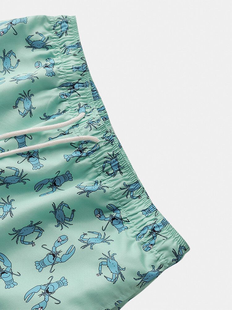 Short De Plage À Taille Élastique Pour Homme Carb Cartoon Print