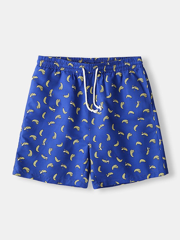 Short De Plage À Taille Élastique Imprimé Banane Pour Homme