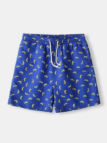 Short De Plage À Taille Élastique Imprimé Banane Pour Homme