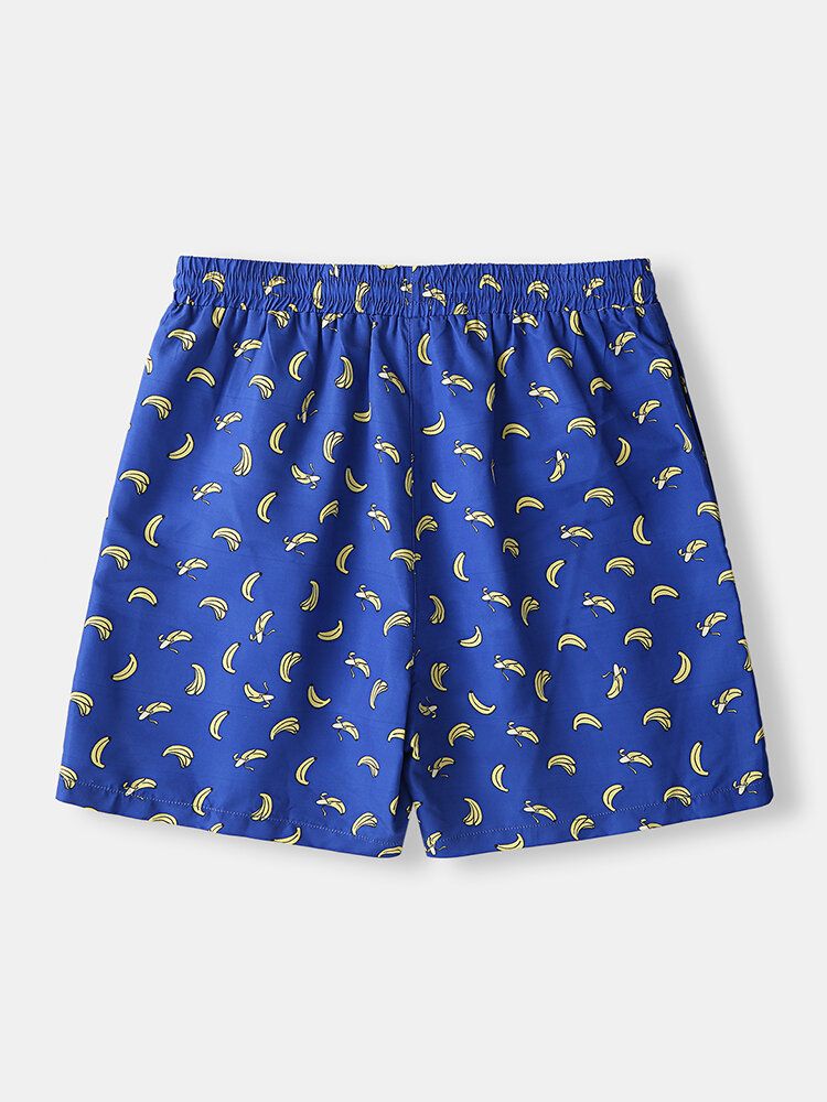 Short De Plage À Taille Élastique Imprimé Banane Pour Homme