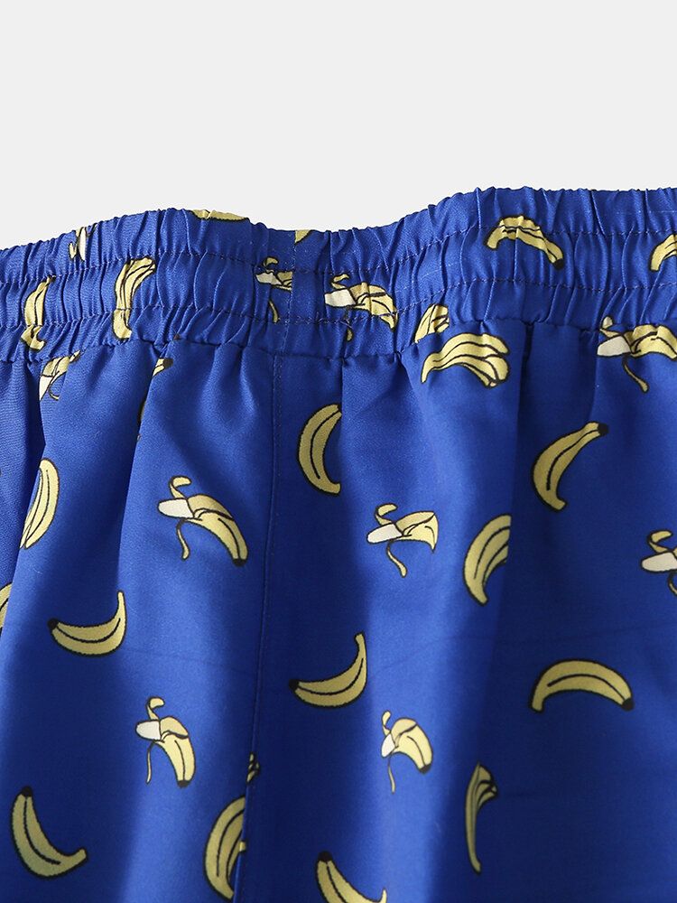 Short De Plage À Taille Élastique Imprimé Banane Pour Homme