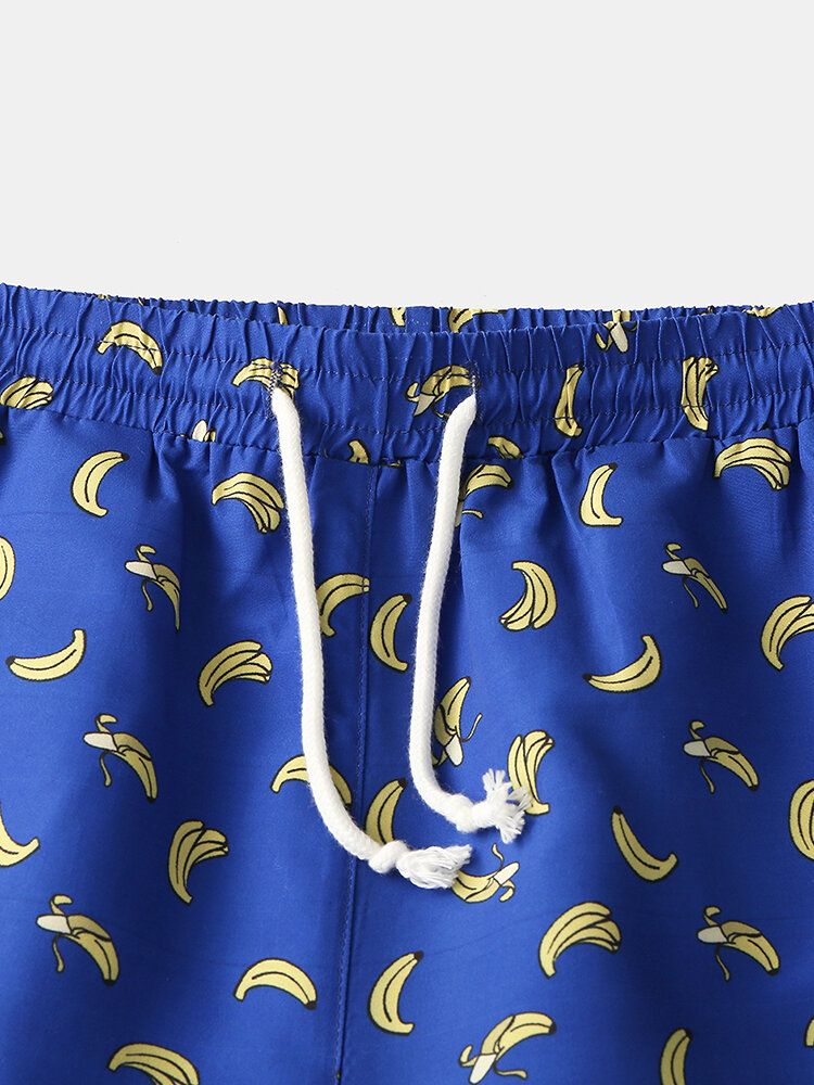 Short De Plage À Taille Élastique Imprimé Banane Pour Homme