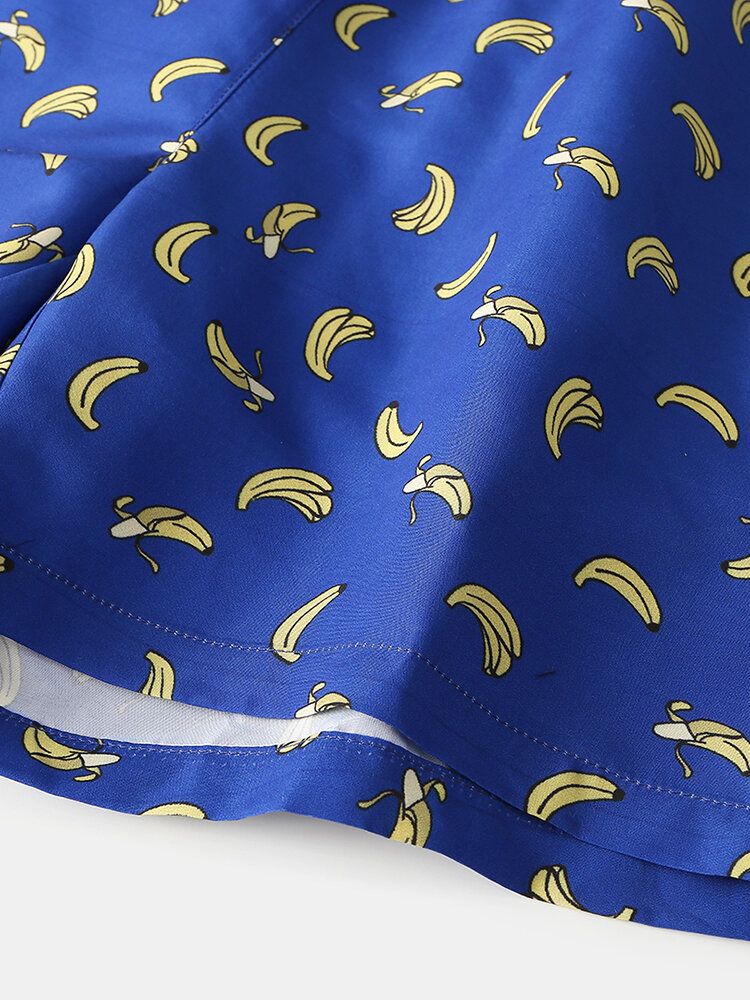 Short De Plage À Taille Élastique Imprimé Banane Pour Homme