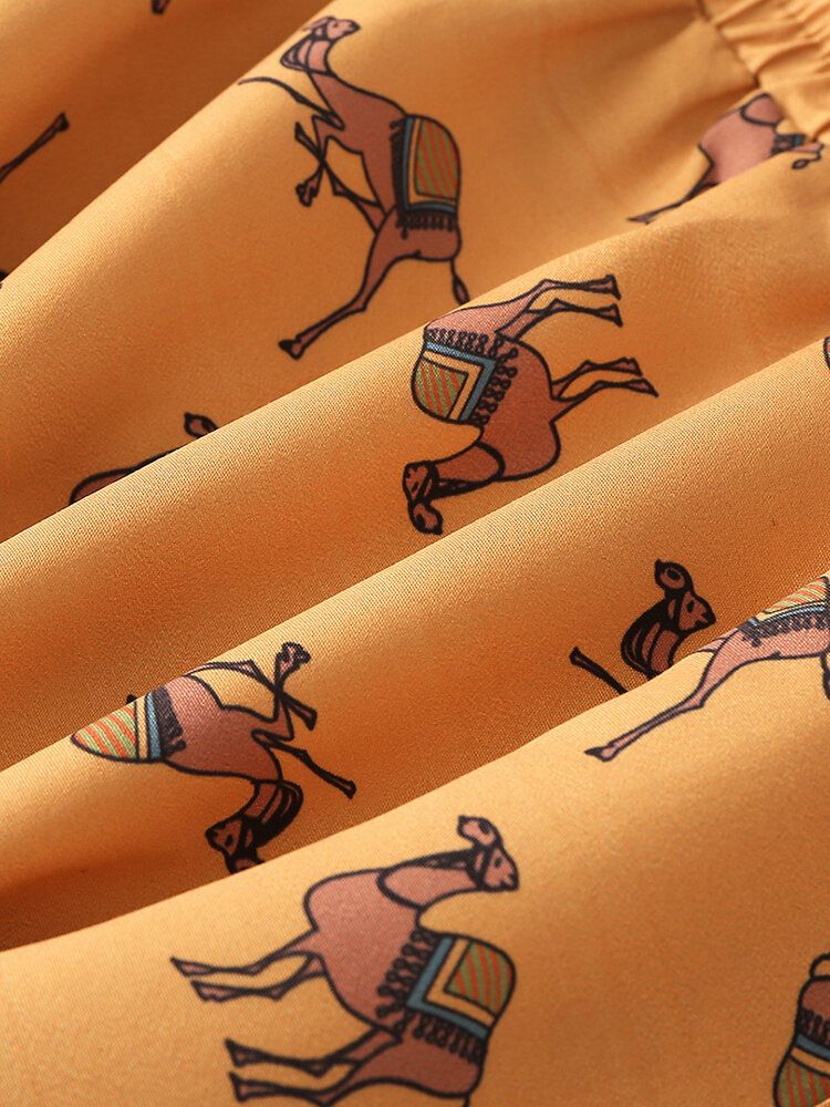 Short De Plage À Taille Élastique Imprimé Dessin Animé Camel Pour Homme