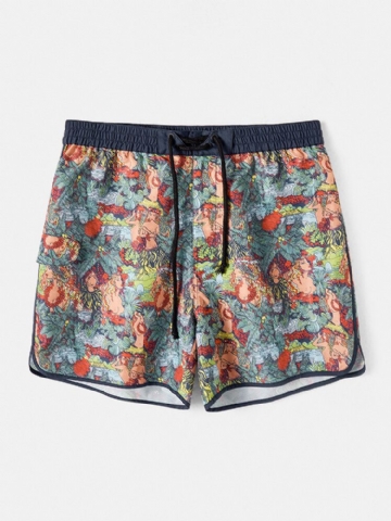 Short De Plage Taille Élastique Imprimé Sculpture Pour Homme