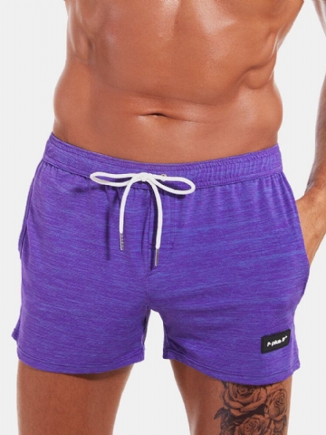 Short De Sport À Cordon De Serrage Avec Poche À Séchage Rapide De Couleur Unie Pour Hommes