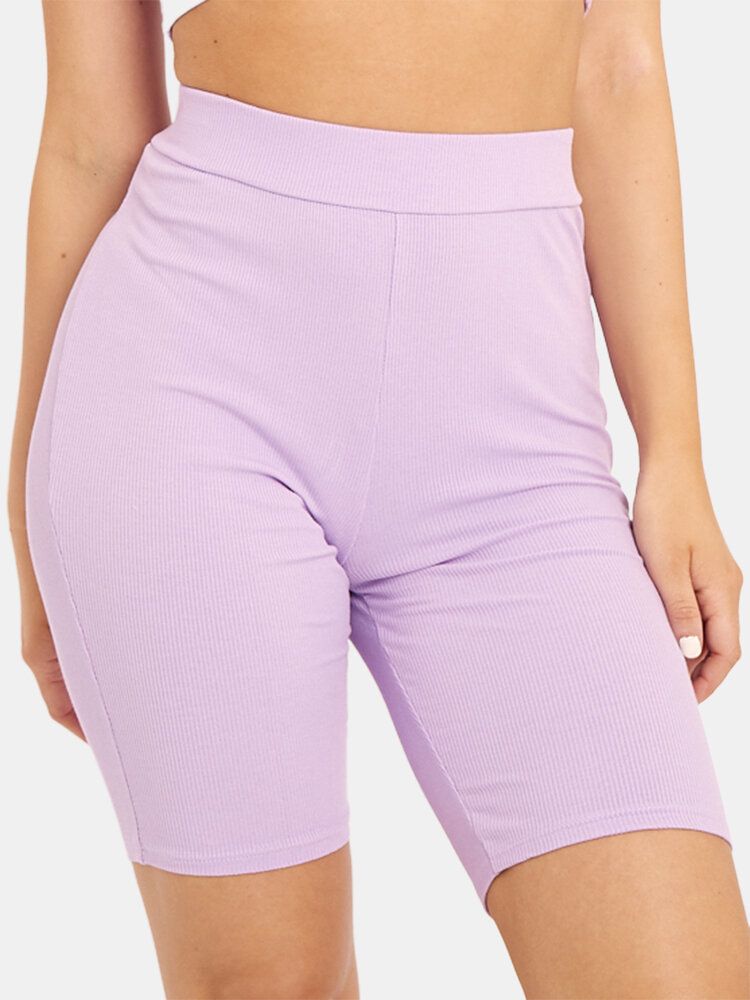 Short De Sport Élastique Taille Haute Pour Femme