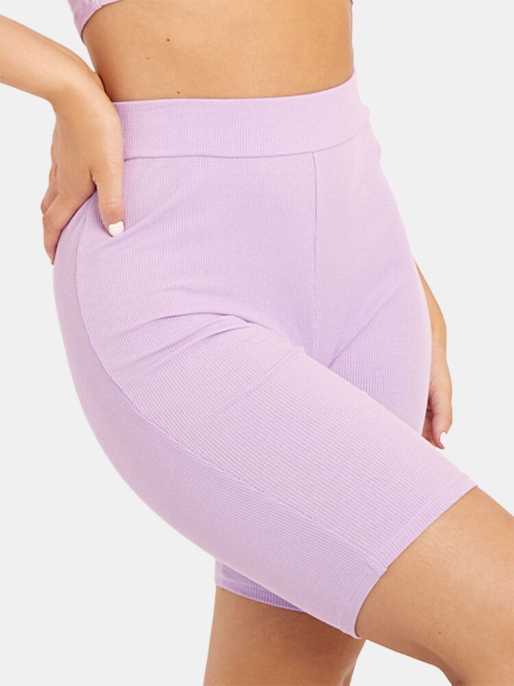 Short De Sport Élastique Taille Haute Pour Femme