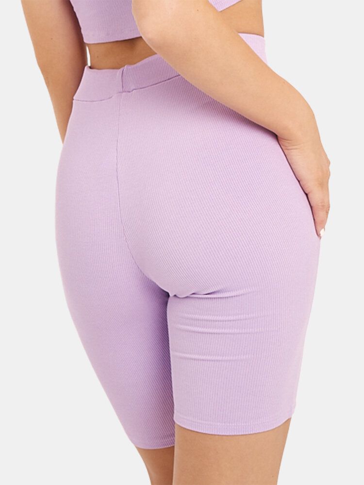 Short De Sport Élastique Taille Haute Pour Femme