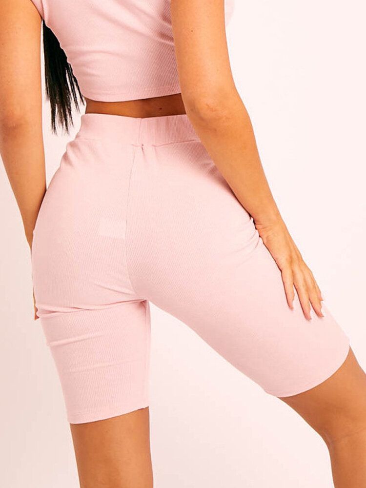 Short De Sport Élastique Taille Haute Pour Femme