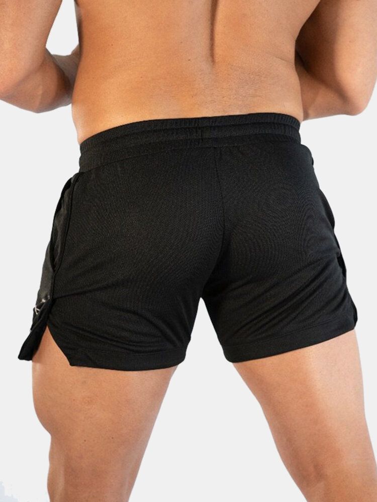 Short De Sport À Séchage Rapide De Couleur Unie Pour Hommes