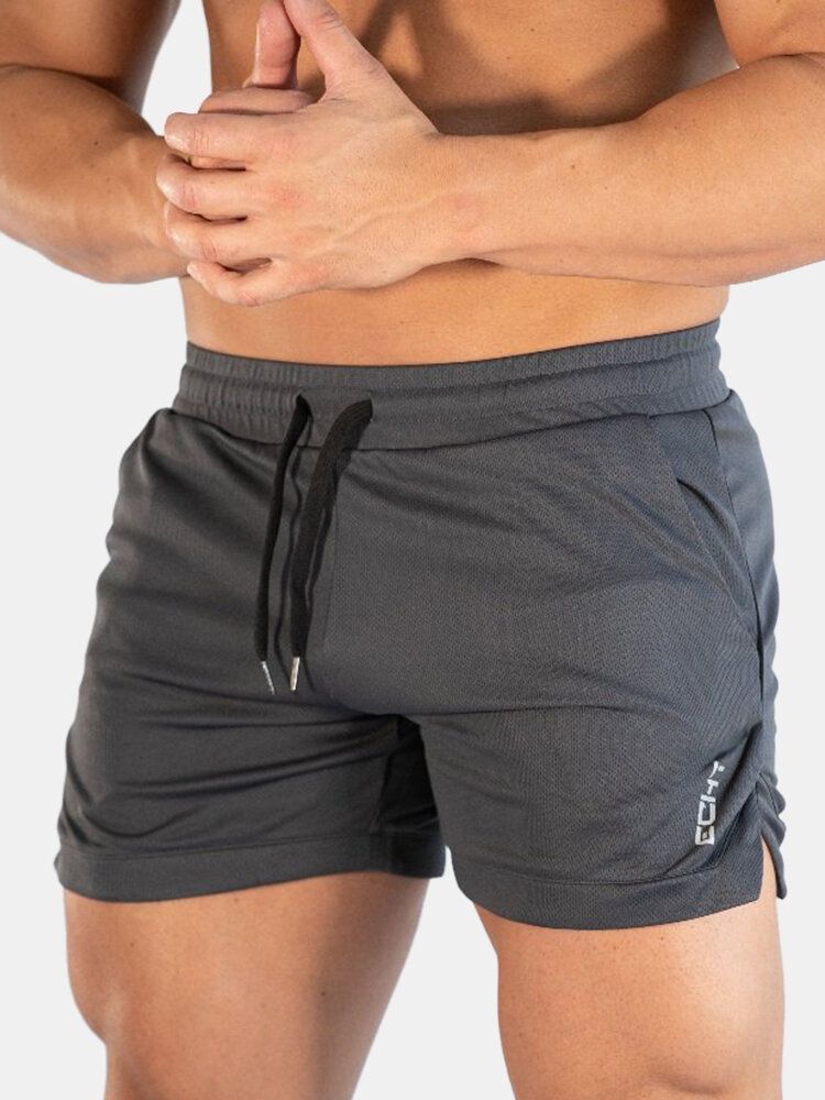 Short De Sport À Séchage Rapide De Couleur Unie Pour Hommes