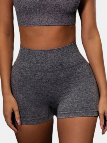 Short De Sport Taille Haute Sans Couture Élastique Pour Femme