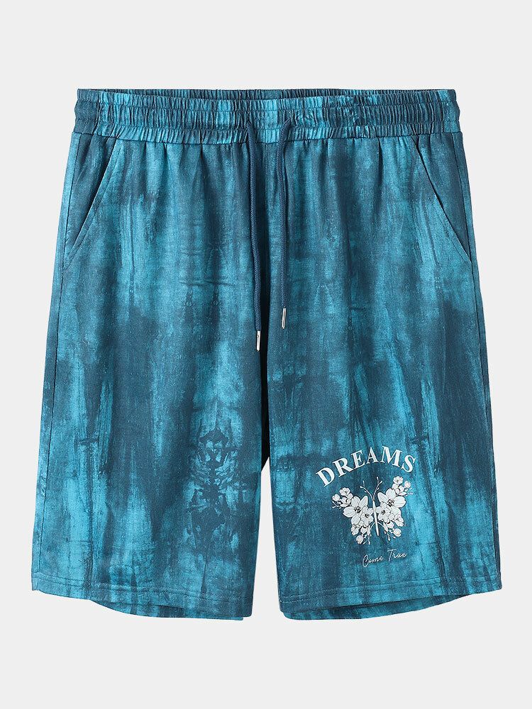 Short À Taille Élastique Imprimé Fleurs Tie-dye Pour Hommes