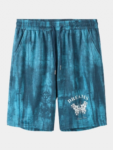 Short À Taille Élastique Imprimé Fleurs Tie-dye Pour Hommes