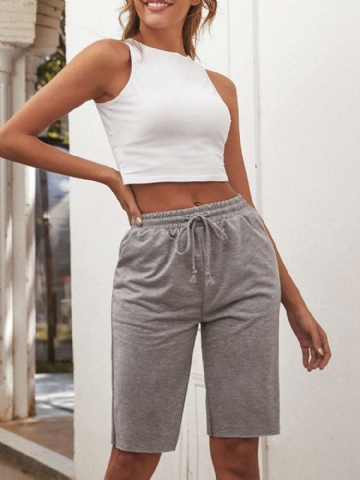 Short De Yoga Gris Pour Femme Avec Poche