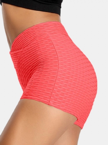 Short De Yoga Sport Élastique Taille V Couleur Unie Pour Femme