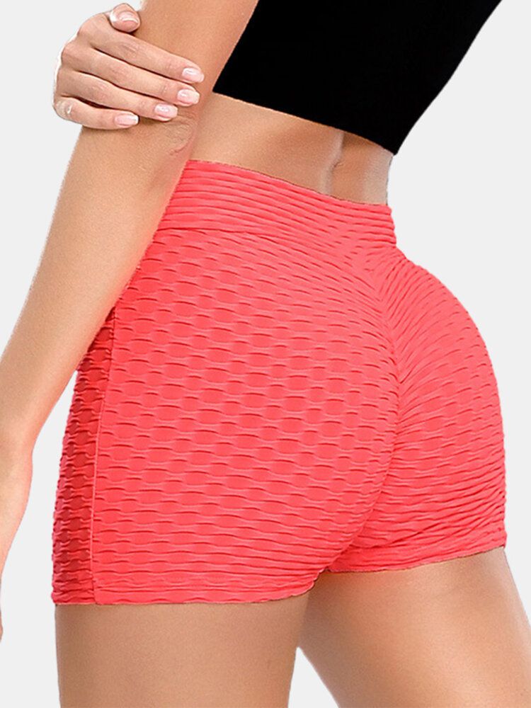 Short De Yoga Sport Élastique Taille V Couleur Unie Pour Femme