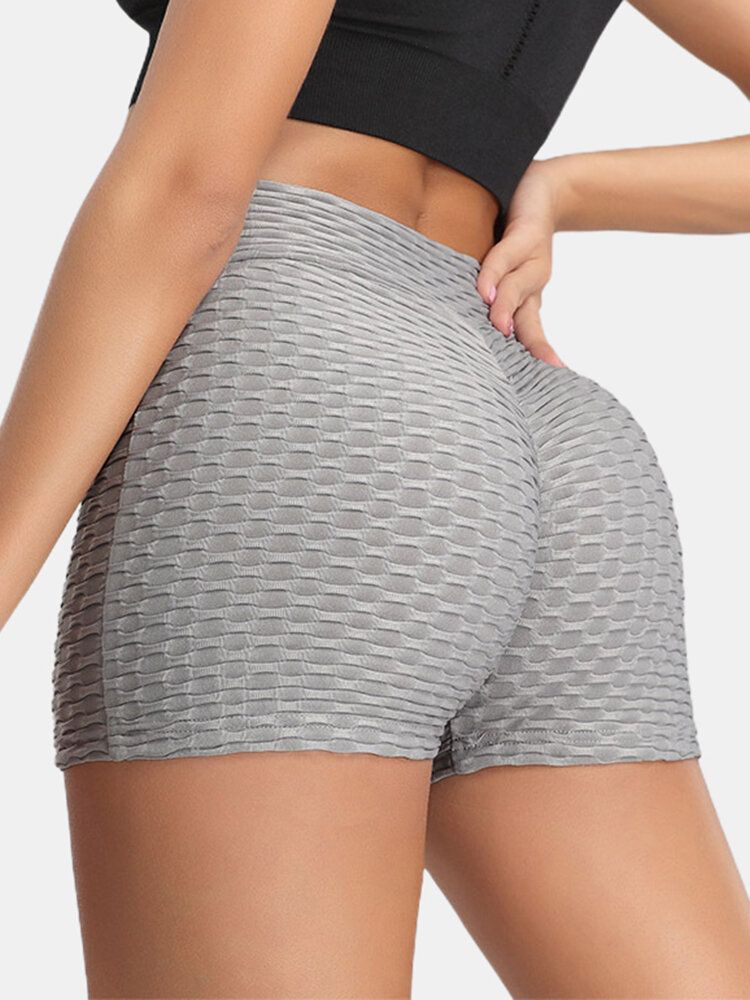 Short De Yoga Sport Élastique Taille V Couleur Unie Pour Femme