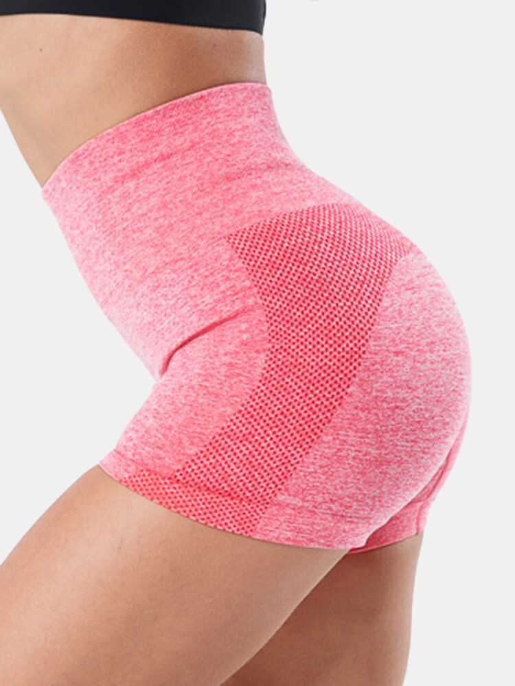 Short De Yoga Taille Haute Sans Couture Pour Femmes De Couleur Unie