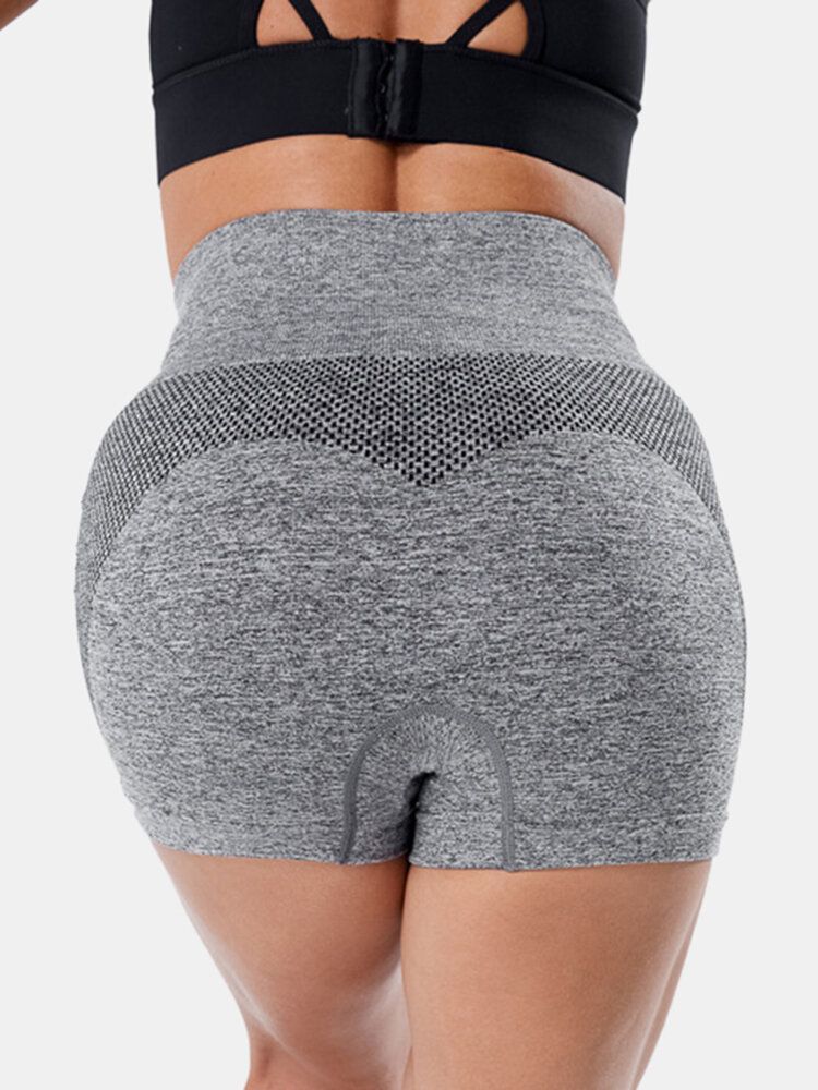 Short De Yoga Taille Haute Sans Couture Pour Femmes De Couleur Unie