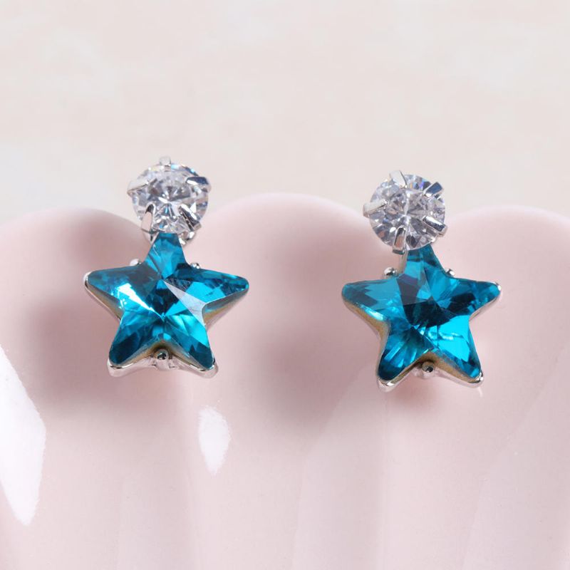 Simple Star Ear Stud Boucles D'oreilles Éblouissantes En Zircone Cubique Star Crystal Piercing Boucles D'oreilles Pour Les Femmes