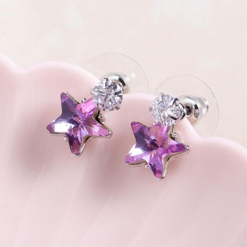 Simple Star Ear Stud Boucles D'oreilles Éblouissantes En Zircone Cubique Star Crystal Piercing Boucles D'oreilles Pour Les Femmes