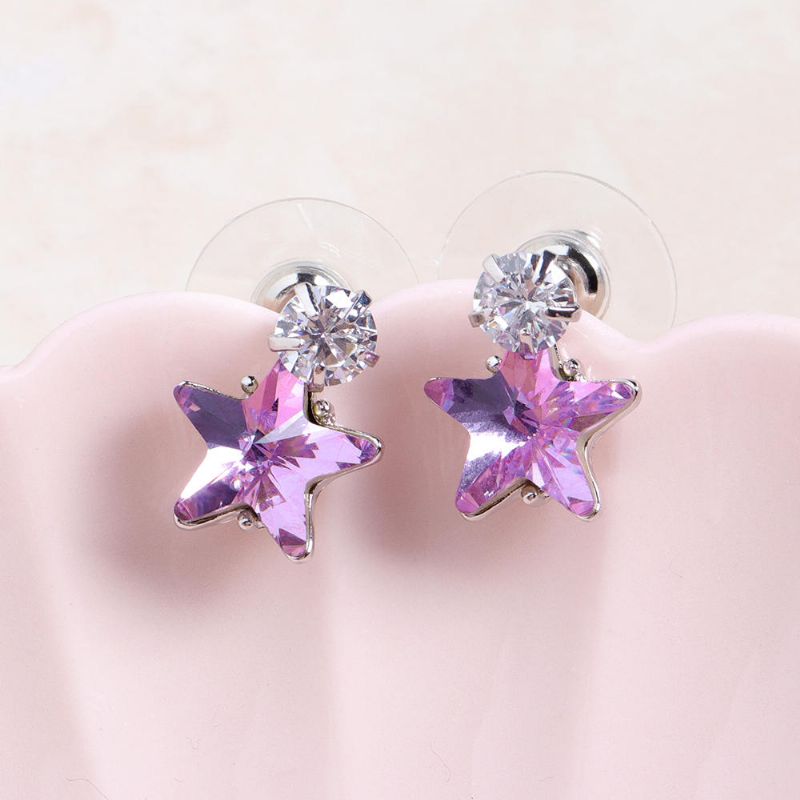 Simple Star Ear Stud Boucles D'oreilles Éblouissantes En Zircone Cubique Star Crystal Piercing Boucles D'oreilles Pour Les Femmes