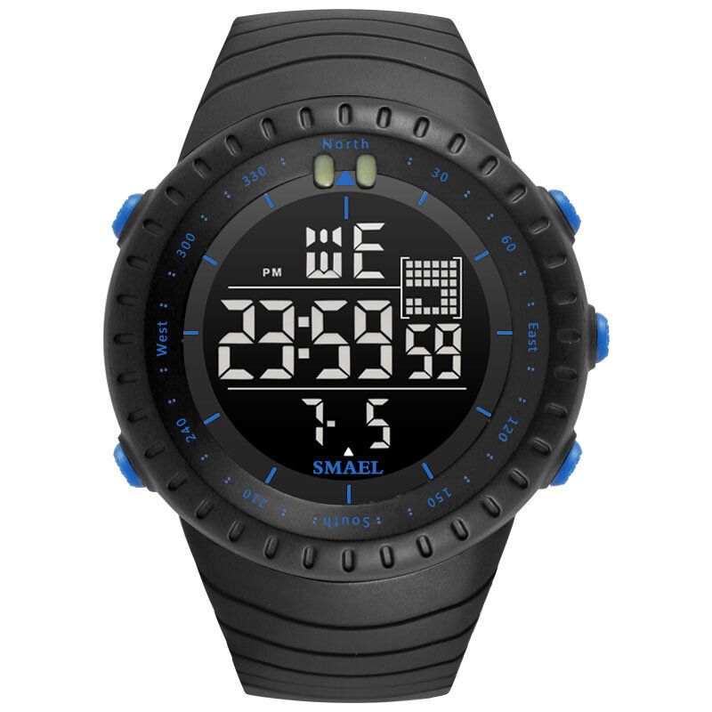 Smael Outdoor Led Display Digital Watch Multifonction Silicone Band Sport Men Watch