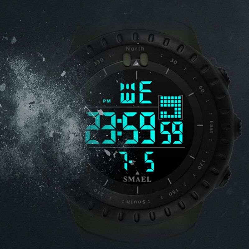 Smael Outdoor Led Display Digital Watch Multifonction Silicone Band Sport Men Watch