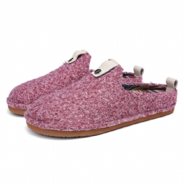 Socofy Couleur Unie Boucle En Métal Ménage Coton Sans Lacet Intérieur Plat Maison Chaussures Pantoufles