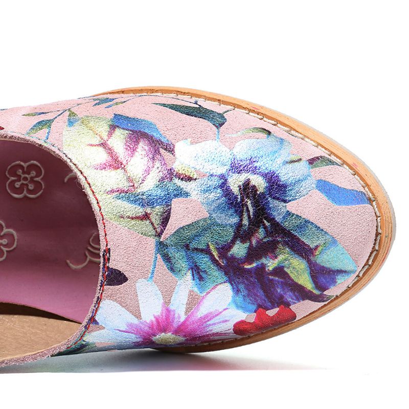 Socofy Grain De Peau De Serpent En Cuir Véritable Épissage Motif De Fleurs Fermeture À Glissière Confortable Escarpins À Talons Épais