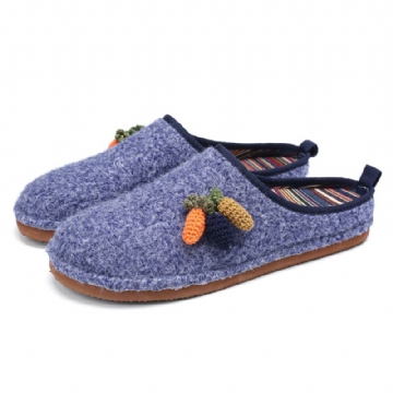 Socofy Mignon Fruits Décoration Couleur Unie Ménage Coton Sans Lacet Intérieur Plat Maison Chaussures Pantoufles