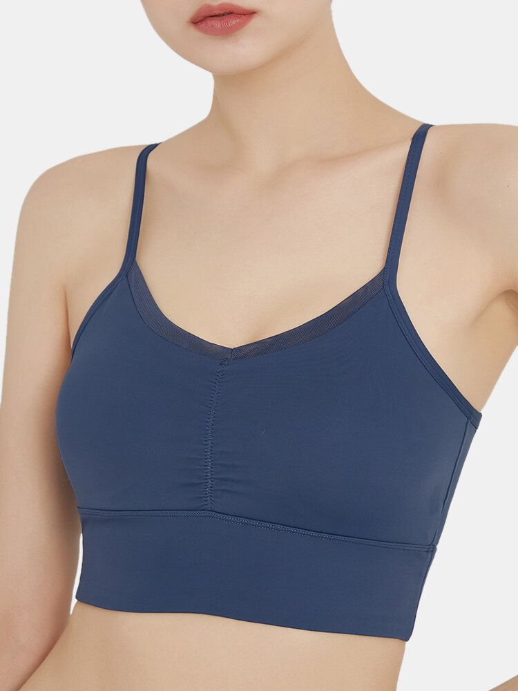 Soutien-gorge De Sport À Bretelles Spaghetti À Séchage Rapide Sans Fil De Couleur Unie Pour Femmes