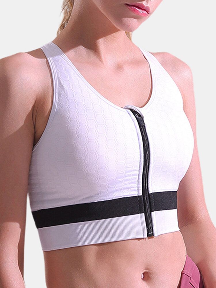 Soutien-gorge De Sport À Fermeture Éclair Sur Le Devant Couverture Complète Antichoc Sans Fil Pour La Salle De Yoga