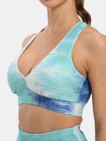 Soutien-gorge De Sport Jacquard Sans Fil Tie-dye Pour Femmes