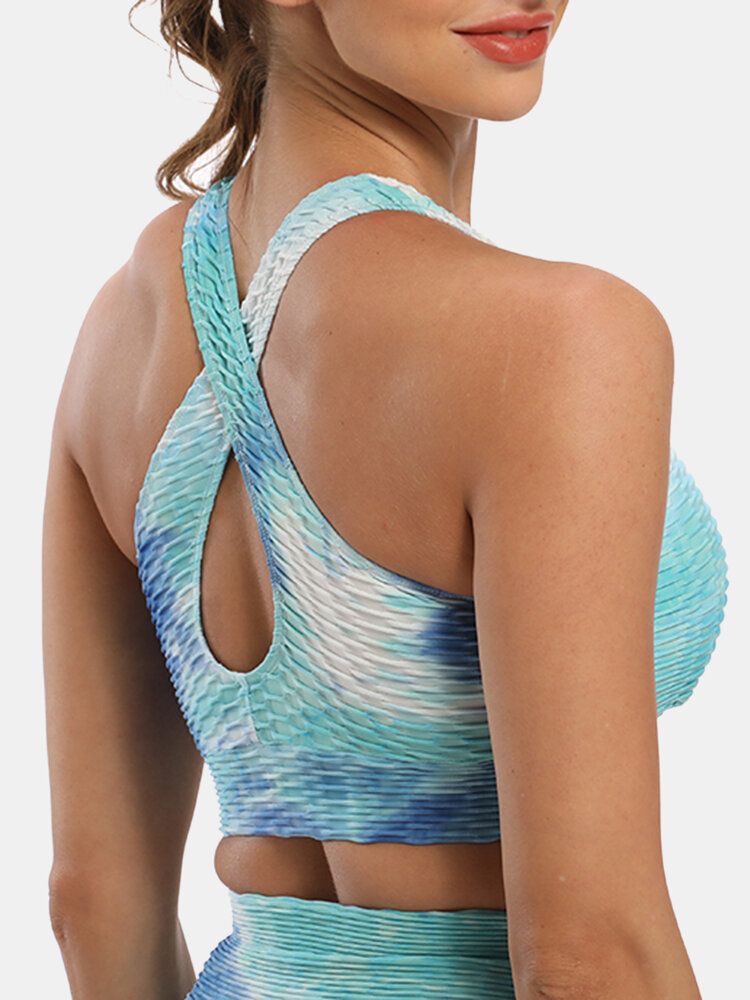 Soutien-gorge De Sport Jacquard Sans Fil Tie-dye Pour Femmes