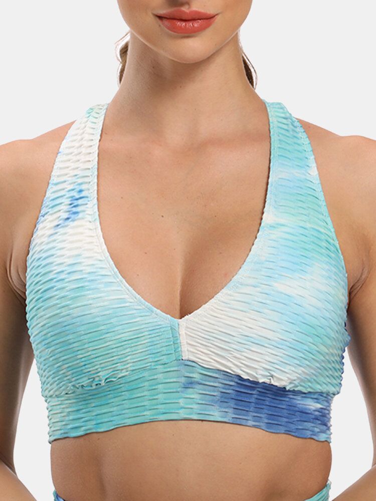 Soutien-gorge De Sport Jacquard Sans Fil Tie-dye Pour Femmes