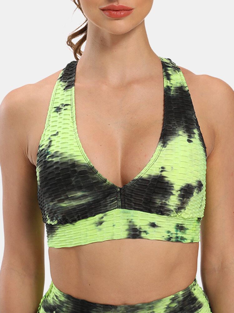 Soutien-gorge De Sport Jacquard Sans Fil Tie-dye Pour Femmes