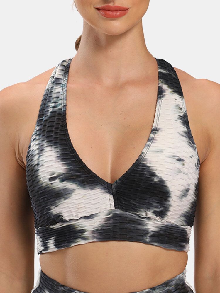 Soutien-gorge De Sport Jacquard Sans Fil Tie-dye Pour Femmes