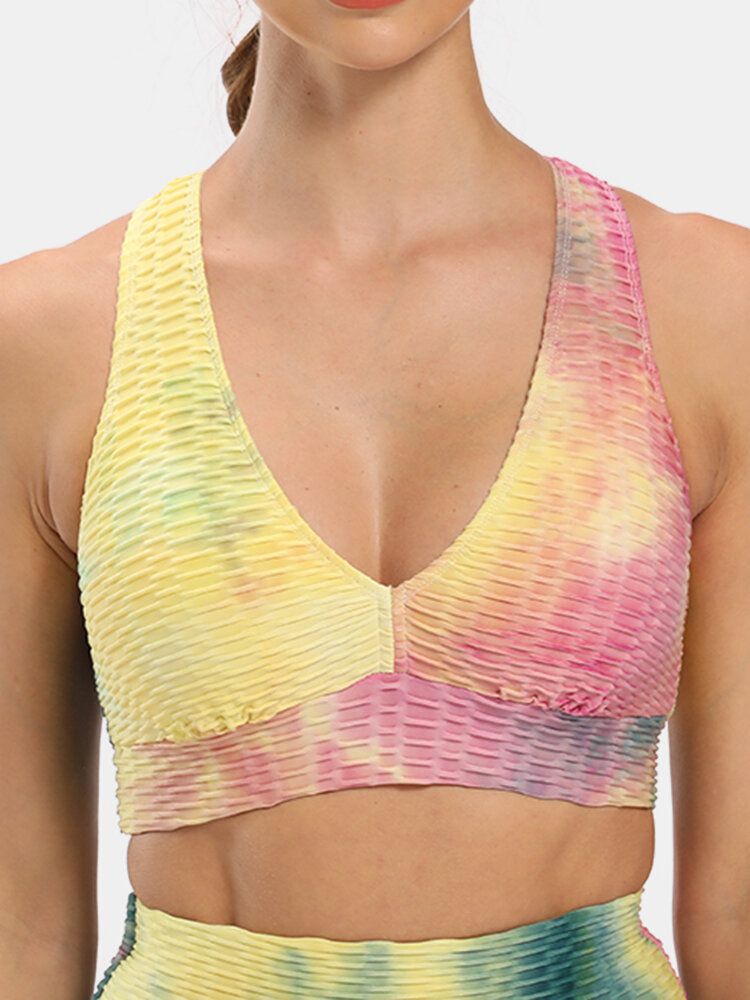 Soutien-gorge De Sport Jacquard Sans Fil Tie-dye Pour Femmes