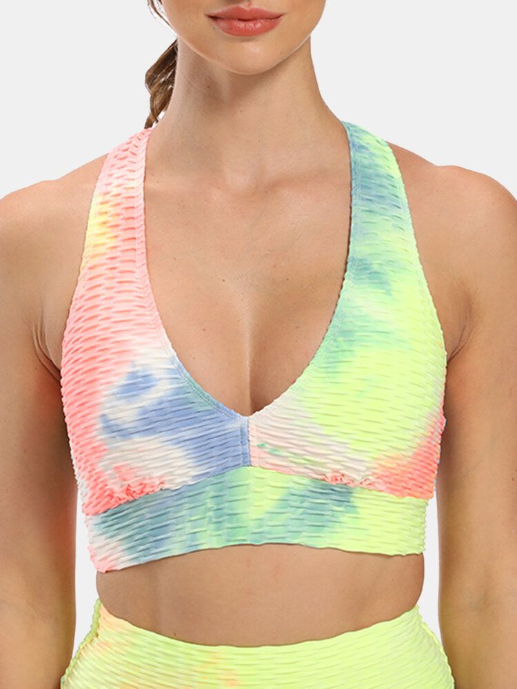 Soutien-gorge De Sport Jacquard Sans Fil Tie-dye Pour Femmes