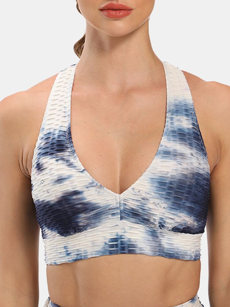 Soutien-gorge De Sport Jacquard Sans Fil Tie-dye Pour Femmes